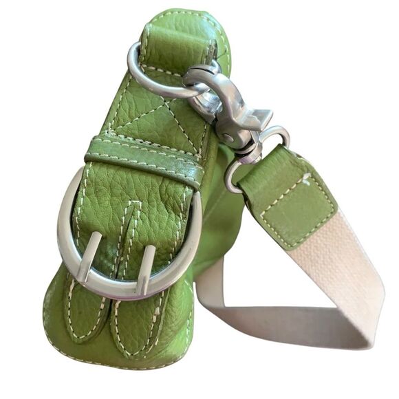 Tignanello Y2K Pebble Leather Bag Removable Canvas Shoulder Strap Kelly Green - Picture 7 of 12